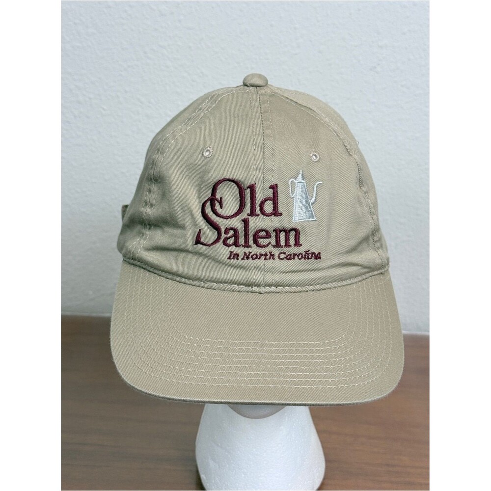 Old Salem North Carolina Khaki Embroidered Baseball Strapback Cap